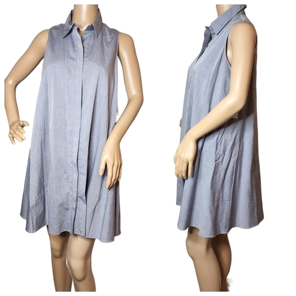 NWT Rachel Roy drapey shirt dress. Blue. XS - Picture 1 of 16